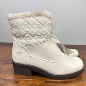 Totes waterproof faux fur lined winter boots Size 9 Cabincore Ivory quilted